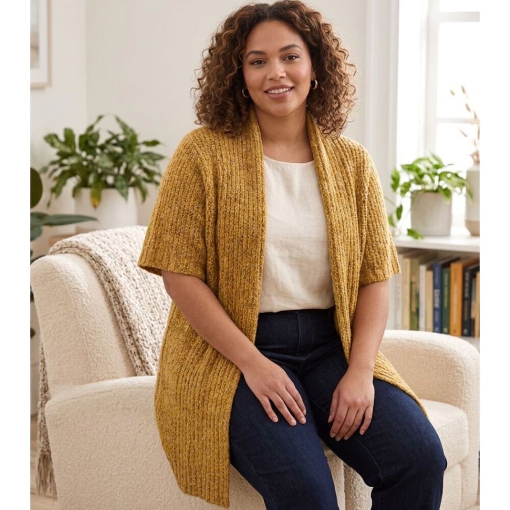 Charter Club Golden Knit Open Front Cardigan Sweater Women's Size 1X